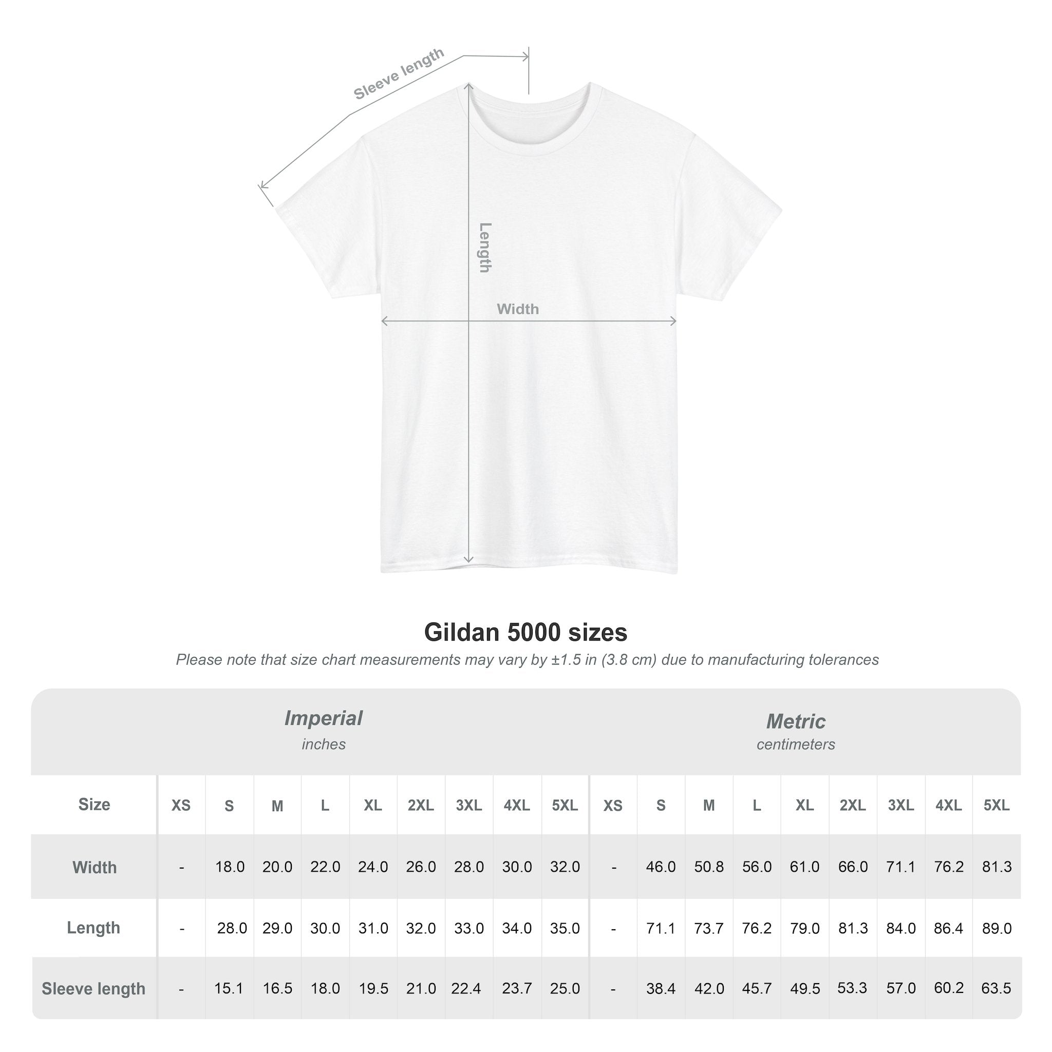 T-Shirt size chart
